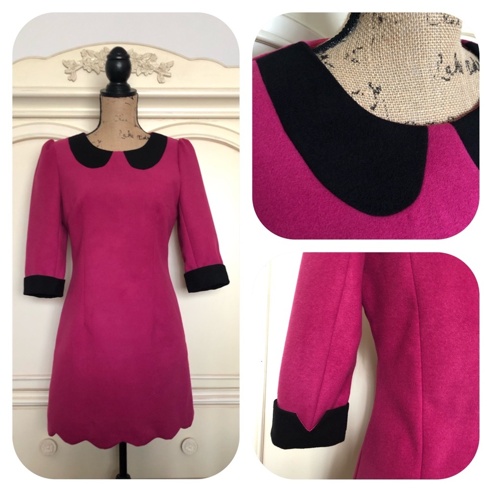 Xiaoyu Wool Scalloped Hem Collar Dress